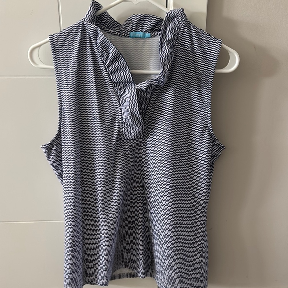 J. McLaughlin Black and White Patterned Sleeveless Top